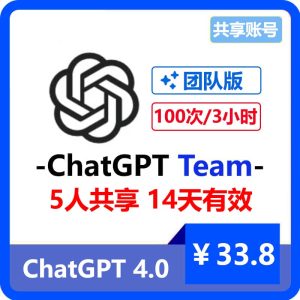 【租用】ChatGPT团队版Team共享账号 | 5人共享14天 | GPT4 3小时100次提问-sorryios